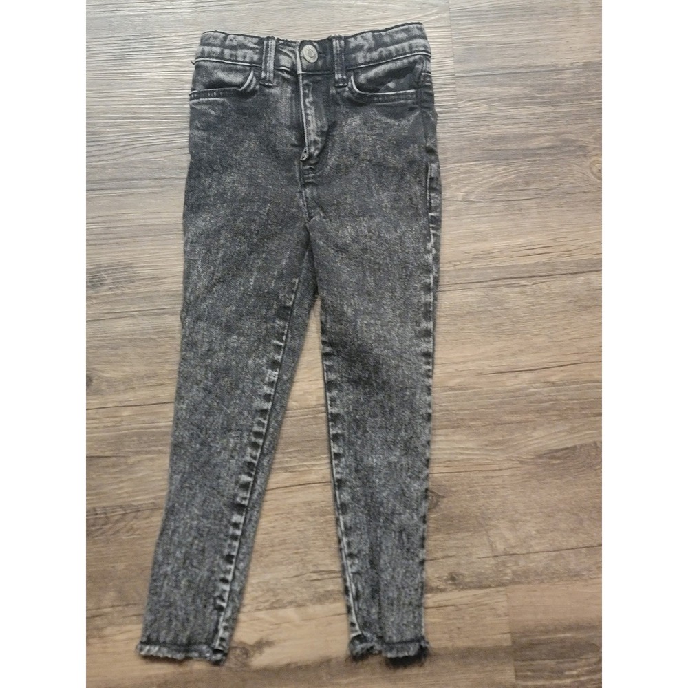 OshKosh Bgosh Kids Black Acid Wash Skinny Jeans Frayed Hem Size 4